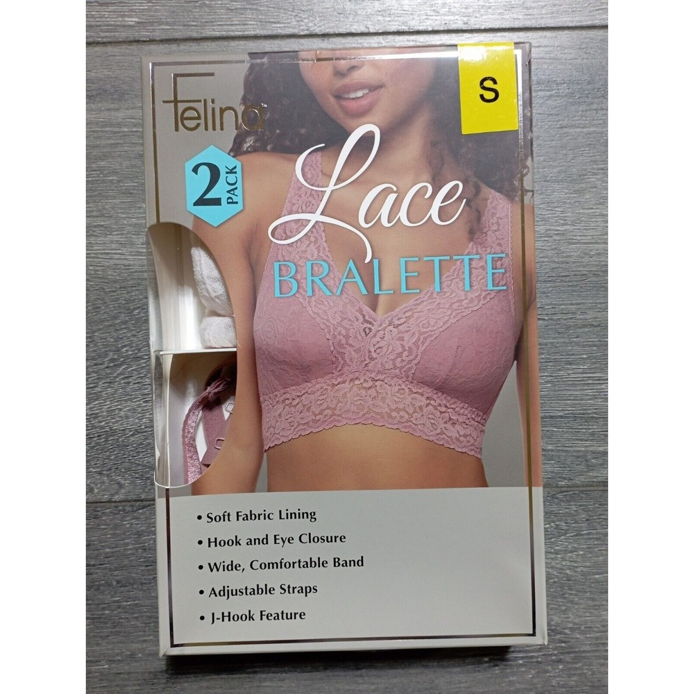 FELINA 2PK Womens Lace Bralette Dusty Pink Light Pink Small C7137